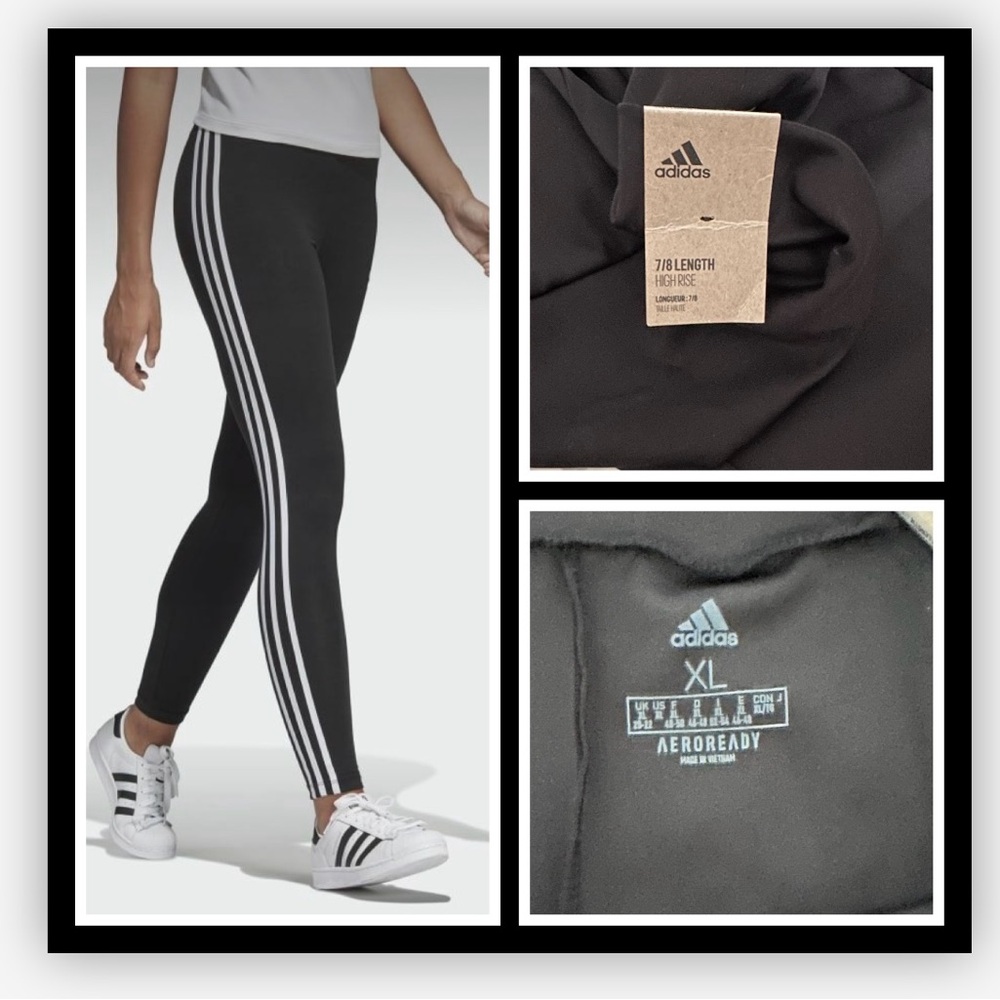 Adias Aeroready classic 3-stripe active leggings (NWT)